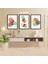 3 Parça Çiçek Yaprak Renkli Solmaz Kaliteli Baskı Çerçeve Görünümlü Mdf Tablo Set 65 1