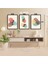 3 Parça Çiçek Yaprak Renkli Solmaz Kaliteli Baskı Çerçeve Görünümlü Mdf Tablo Set 65 3