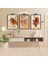 3 Parça Çiçek Yaprak Renkli Solmaz Kaliteli Baskı Çerçeve Görünümlü Mdf Tablo Set 70 3