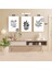3 Parça Çiçek Yaprak Renkli Solmaz Kaliteli Baskı Çerçeve Görünümlü Mdf Tablo Set 93 3