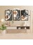 3 Parça Çiçek Yaprak Renkli Solmaz Kaliteli Baskı Çerçeve Görünümlü Mdf Tablo Set 21 3