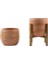 Tasarımı Ev Dekorasyon Yan Çizgi Desenli Terrakota Toprak Saksı Saksılık Salon Çiçeklik Ikili Set Ayaksız - 4 Ayaklı- 15 cm 2