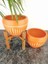 Tasarımı Ev Dekorasyon Dik Çizgi Desenli Terrakota Toprak Saksı Saksılık Salon Çiçeklik Ikili Set Ayaksız - 4 Ayaklı- 15 cm 3