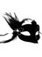 Bfs Siyah Renk Yandan Tüylü Süet Kaplama Beyaz Incili Parti Maskesi 18X15 cm 1