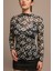 Siyah-Beyaz Çiçek Desenli Tül Bluz 1