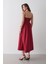 Kırmızı Bel Detaylı Poplin Elbise 5