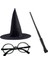 Harry Potter Siyah Şapkası Harry Potter Gözlüğü Harry Potter Asası 3 Lü Set 1