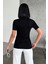 Rahat ve Şık Kısa Kollu Bisiklet Yaka Likralı Viskon Penye Body Siyah 3