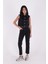 Paçaları Dikişsiz ve Yüksek Belli Kadın Kot Pantolon Mom Fit Jean Antrasit 1