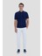 Düğmeli Polo Yaka Jakar Desenli Triko Erkek T-Shirt Lacivert 2