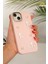 Apple Iphone 13 - 14 - 15 Kılıf Kamera Çıkıntılı Fiyonk Inci Desenli Pembe Yumuşak Silikon Kapak 1