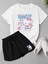 2'li Set Düz Renk Kadın Regular Şort ve Tshirt Tişört Kitty 1
