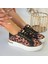 Beyaz Tabanlı Bağcıklı Dolgu Topuk Spor Ayakkabı Saten Leopar Topuk Boyu 4 cm 4