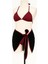 Kadın Bordo Siyah Pareolu Yandan ve Boyundan Bağlamalı 3'lü Bikini Takımı 2