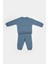 Erkek Bebek Pamuklu Mavi Puzzle Desenli Eşofman Takımı - Uzun Kollu Sweatshirt ve Cep Detaylı Pantolon 2