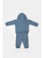 Erkek Bebek Pamuklu Mavi Kapüşonlu Eşofman Takımı - Cepli ve Lastikli 3