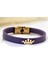 14 Ayar Altın Plakalı Şeyma Ismine Özel Taç Motifli Koyu Mor Derili Hediye BILEKLIK-636ISIM 2
