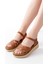 Bayan Sandalet 730-138 Taba Örgü Hakiki Deri Ortopedik Taban Kadın Sandalet 1