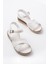 Bayan Sandalet 692-564 Beyaz Ortopedik Taban Çapraz Tokalı Kadın Sandalet 5