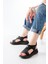Bayan Sandalet T-221 Siyah Spring Paraşüt Kumaş Lastikli Ortopedik Kadın Sandalet 1
