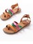 Bayan Sandalet 205-209 Turuncu Multi Hakiki Deri Tokalı Parmak Arası Kadın Sandalet 4