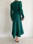 Runiquehome Kadın Yeşil Krep Kumaş Midi Boy Kuşaklı Uzunkol Elbise 5
