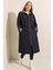 Runiquehome 9091 Beli Büzgülü Kapşonlu Trençkot - Lacivert 8