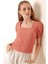 Runiquehome 0409 Kare Yaka Örme Bluz - Gül Kurusu 7
