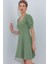 Runiquehome Çağla Yeşili Kare Yaka Örme Mini Elbise 6
