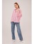 Runiquehome Yarasa Kol Çizgili Cep Detaylı Pembe Gömlek 2
