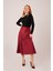 Runiquehome Çan Kesim Midi Bordo Saten Etek 5
