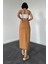 Runiquehome Camel Gabardin Boyamalı Püsküllü Etek 4