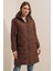 Runiquehome 5138 Kapitone Uzun Şişme Mont - Kahverengi 3