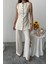 Runiquehome Keten Yelek - Pantolon Takım - Taş 3