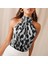 Runiquehome Kadın Halter Yaka Leopar Desenli Mikro Kumaş Bluz 1