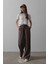 Runiquehome Beli Lastikli Bol Paça Pantolon - Kahve 3