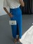Runiquehome Gabardin Uzun Önden Yırtmaçlı Etek - Saks 6
