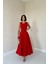 Runiquehome Kırmızı Halter Yaka Kloş Elbise 1