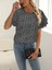 Runiquehome Kadın Kısa Kollu Kolları Volanlı Baskılı Süprem Bluz 2