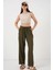 Runiquehome Geniş Paça Keten Pantolon 6735 - Haki 3