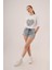 Runiquehome Kalp Baskılı Crop Beyaz Tişört 2
