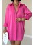 Runiquehome Fuşya Çıtçıtlı Saten Gömlek 3