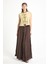 Kadın Kahverengi Vual Kumaş Kırışık Uzun Astarlı Etek 29062 5