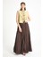 Kadın Kahverengi Vual Kumaş Kırışık Uzun Astarlı Etek 29062 6
