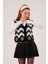 Runiquehome Zikzak Geçişli Triko Örme Siyah Yelek 4