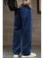 Erkek Lacivert Baggy Beli Lastikli Likralı Düz Paça Bol Kesim Rahat Denim Jean Pantolon RF0480 5