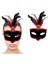 Kırmızı Tüylü Siyah Süet Kaplama Parti Maskesi 2