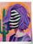 Çerçevesiz Poster, Kadın Portresi, Mor Saçlar ve Zikzak Yüz, Soyut Stil Poster No: 106586 1
