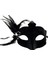 Siyah Süet Tüylü Beyaz Incili Parti Maskesi 1