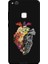 Huawei P10 Lite Için Siyah Floral Heart Desenli Silikon Kılıf 1